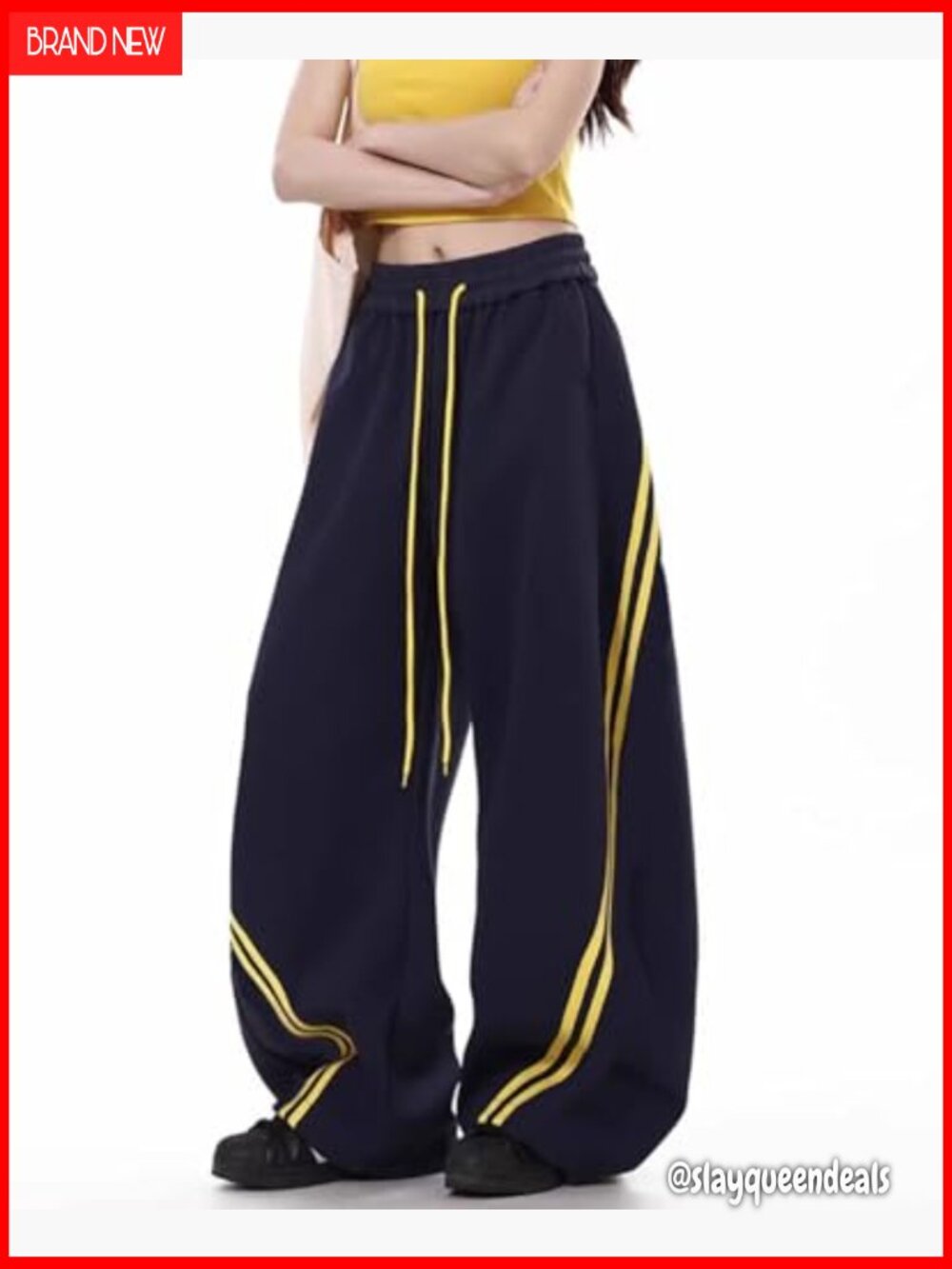 Wide Leg Sweatpants Barrel Joggers Drawstring High Rise Pockets - Picture 2 of 6